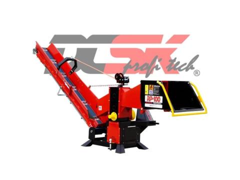 Traktoros aprítógép PTO Remet RP-100 modell, 2,3 m szíjas szállítószalaggal