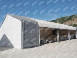 10 x 18,3 x 3,5 (6,1) m ipari raktársátor – 183 m², horganyzott acélvázas kivitel, tűzálló, vízálló PVC ponyva