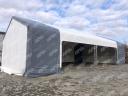 10 x 18,3 x 3,5 (6,1) m ipari raktársátor – 183 m², horganyzott acélvázas kivitel, tűzálló, vízálló PVC ponyva
