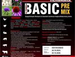 Herbamix Basic 10 kg premix nagyüzemi sertéstelepek és nyúltelepek számára,  választáskori hasmenés ZnO- és kolisztinmentes megelőzésére,  valamint a hízóállatok gyors testtömeggyarapodásához