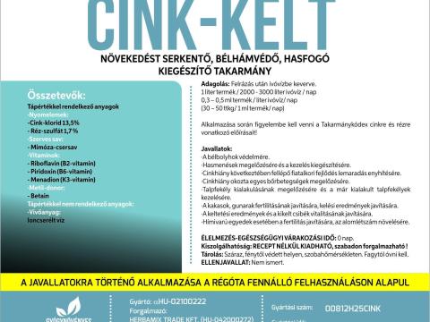Herbamix Cink-Kelt 5 literes oldat a bélnyálkahártya védelmére, a jobb tápanyagfelszívódásért, növekedésért, testtömeg-gyarapodásért és a fertilitás fokozásáért