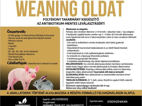 Herbamix Weaning 5 literes oldat malacok és nyulak választás körül jelentkező problémáinak kivédésére, a vitalitás fokozására Herbamix Weaning 5 literes oldat malacok és nyulak választás körül jelentkező problémáinak kivédésére, a vitalitás fokozására