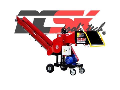 REMET elektromos aprítógép – RPE-120 (11 kW) + 3 m szállítószalag + kézi szállításhoz alváz REMET elektromos aprítógép – RPE-120 (11 kW) + 3 m szállítószalag + kézi szállításhoz alváz