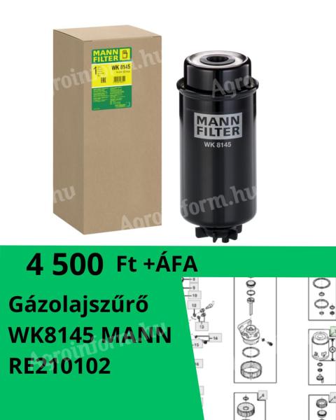 Válogass raktáron lévő szűrőink között: MANN WK8145 gázolajszűrő, John Deere RE509032