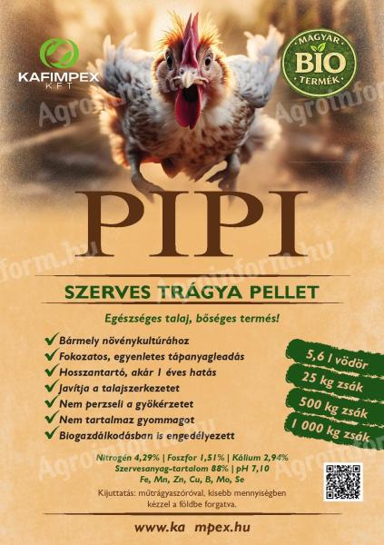 PIPI szerves trágya pellet bio gazdálkodáshoz is