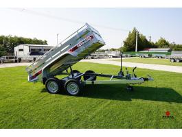 Új fékes SEBAL (1500 kg) billenő platós, kézipumpás utánfutó