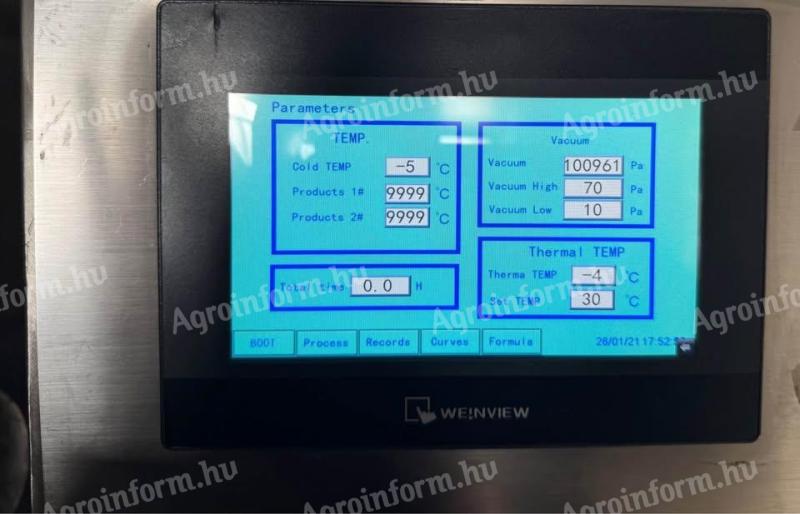 Ipari liofilizáló gép – 100 kg kapacitás – működőképes – 7 000 000 Ft
