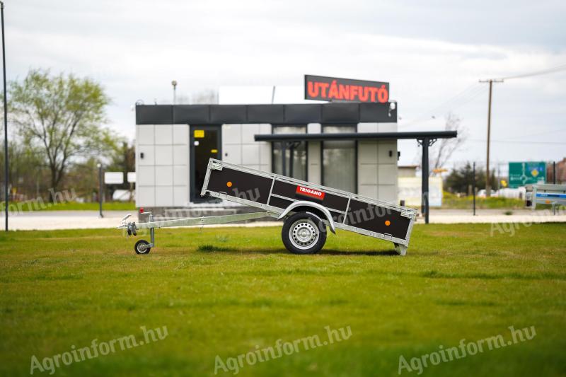 Új billenős fa oldalfalas utánfutó (250x132cm) akciósan bruttó 489.000 Ft