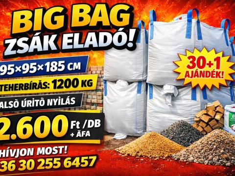 Akció! Új Big Bag zsák eladó 95x95x185 cm Akció! Új Big Bag zsák eladó 95x95x185 cm