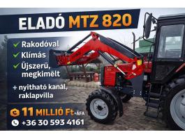 Eladó MTZ 820 traktor Black Blue JX 80 rakodóval – újszerű állapotban