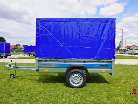 Új utánfutó (220x125cm - 750kg) ponyva szettel - akciósan bruttó 628.000 Ft