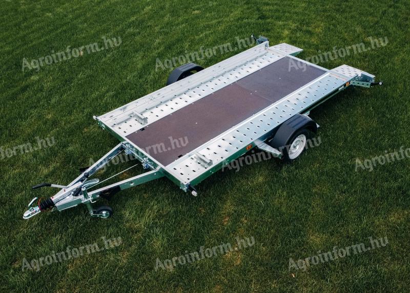 Új autószállító utánfutó (350x180cm - 1800kg) akciósan bruttó 1.269.000 Ft