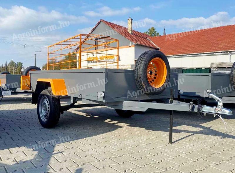 Magyar utánfutó!!! Laprugós,  lengéscsillapítós 140x250 cm,  1 tengelyes