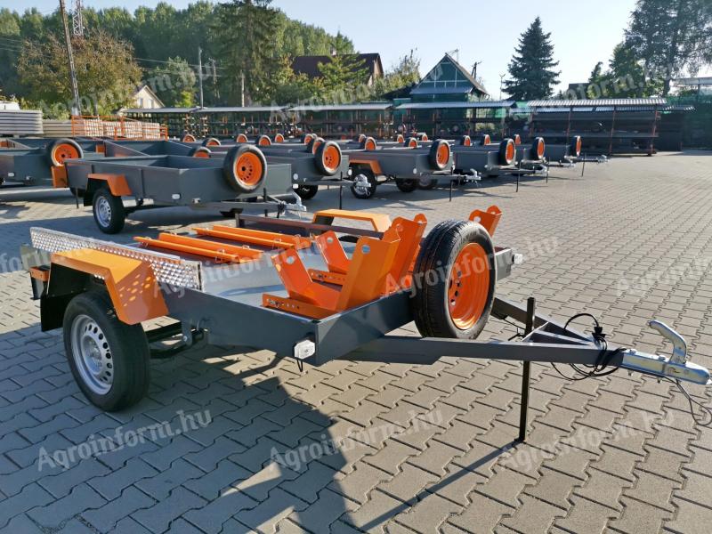 Új motorkerékpár szállító utánfutó 150x220 cm! Laprugós,  lengéscsillapítós