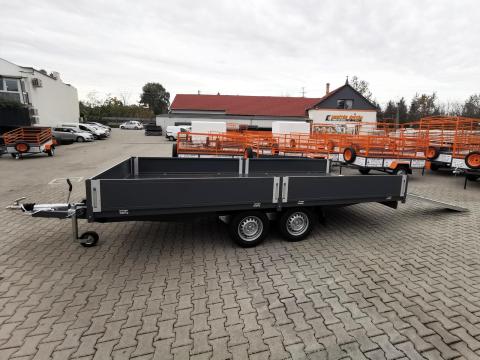 Új autószállító trailer,  utánfutó eladó! 220x450 cm! Ponyvával is kérhető