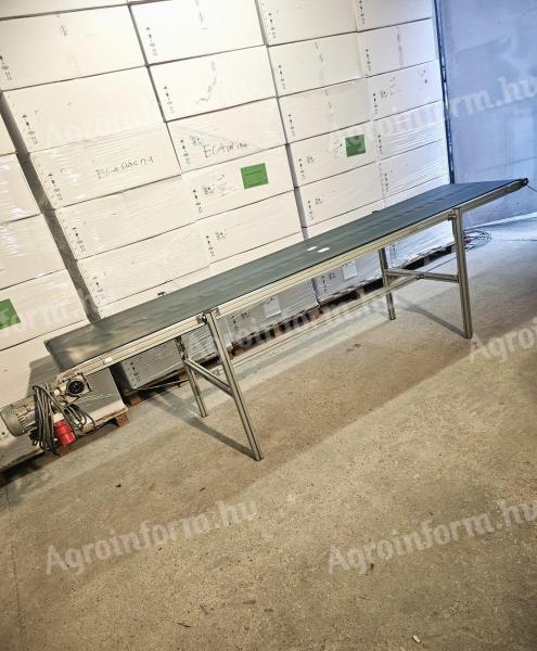 Alu vázas szállítószalag 3100x600mmm 6, 5m/perc válogatószalag