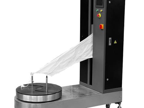 Csomag- és bőröndfóliázó gép