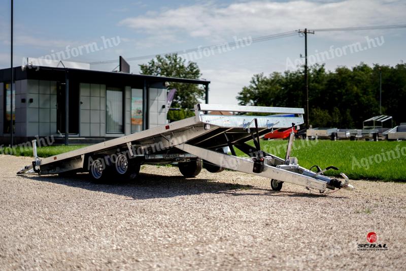 Új billenős - rámpás autószállító utánfutó (4x2m - 2500kg) akciósan bruttó 1.790.000 Ft