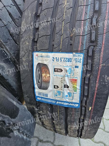 315/70R22,5 Cordiant Front, 1 db új és 1 db 95%-os állapotú gumi akció, DOT 2021