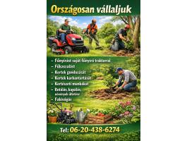 Kertek karbantartása, fűnyírás, fakivágás, kertépítés országosan