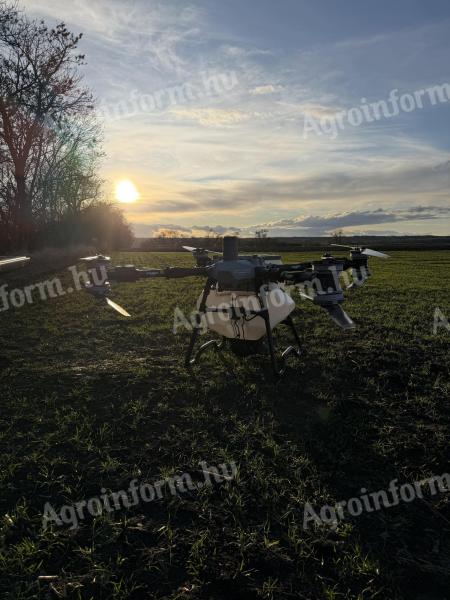 Műtrágya szórás DJI Agras T100 drónnal