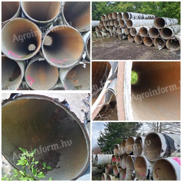 711 x 8 mm falvastagságú bontott acélcső (cementpermet a belső felén)