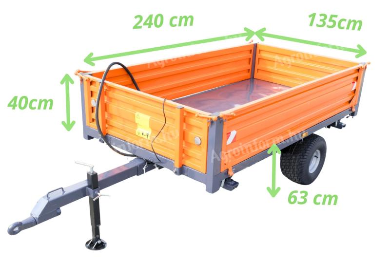 Pótkocsi 1,5 t 135x240x40 billenős Geograss