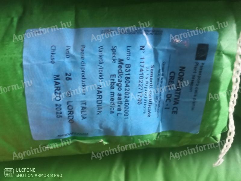 Lucerna vetőmag eladó – Nardian, fémzárolt, bontatlan zsákokban