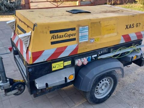 Atlas Copco XAS 67 típusú kompresszor + 6 KW-os agregátor Atlas Copco XAS 67 típusú kompresszor + 6 KW-os agregátor