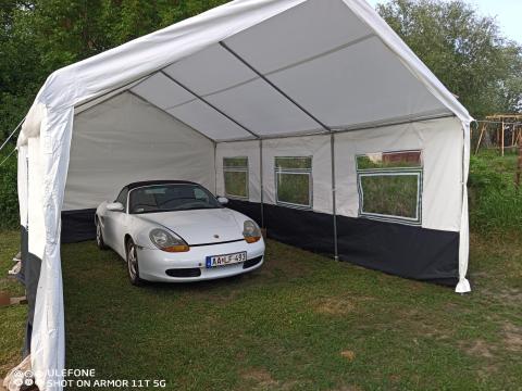 Ponyvagarázs, sátorgarázs új, bontatlan csomagolásban, két méretben: 3x6 és 4x6 méteres kivitelben