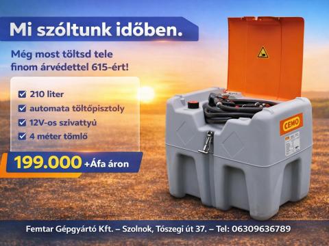 CEMO 210 literes mobil gázolaj üzemanyagtartály fedéllel