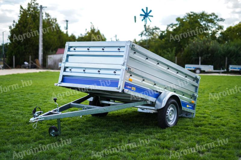 Új billenős utánfutó (250x132cm) - dupla oldalfal magasítóval - akciósan bruttó 598.000 Ft