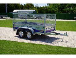 Új 2 tengelyes utánfutó (250x135cm) - rácsos magasítóval - akciósan bruttó 758.000 Ft