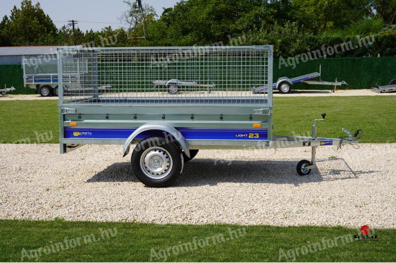 Új billenős utánfutó (230x130cm) - rácsos magasítóval - akciósan bruttó 608.000 Ft