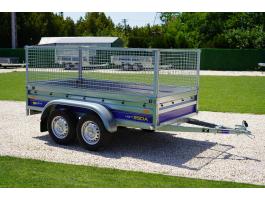 Új 2 tengelyes utánfutó (250x135cm) rácsos magasítóval 788.000 Ft helyett 758.000 Ft