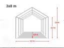 Parti sátor,  3x8m,  PVC ponyva,  fehér