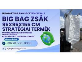 Big Bag zsák – jumbo zsák daruzáshoz is,  95×95×155 – azonnal raktárról átvehető – flexibilis konténer – FIBC jumbo zsák