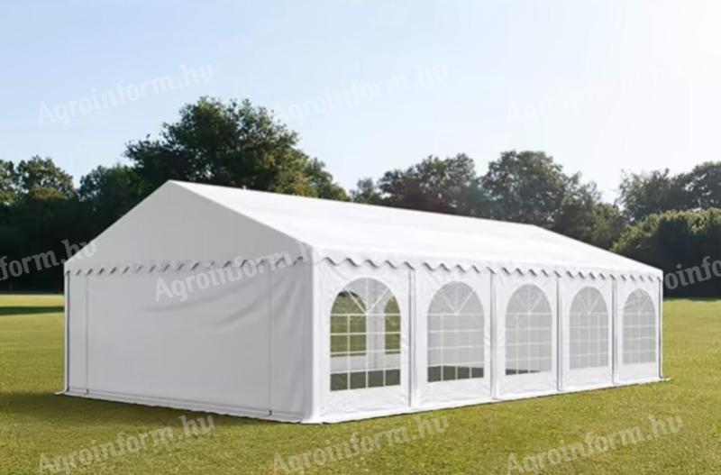 Parti sátor,  5x10m,  PVC ponyva,  fehér,  padlókerettel