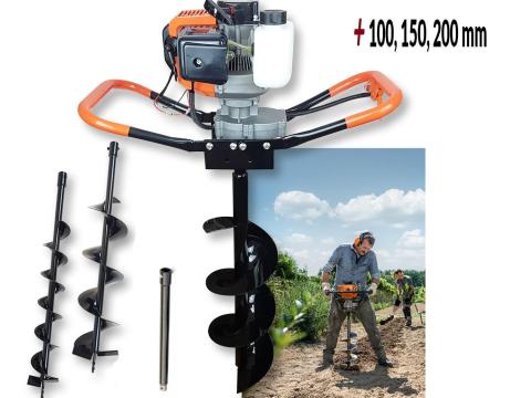 Földfúró, talajfúró 52 cm³ / 5.2 Le gödörfúró, 1 vagy 2 felhasználós + 100, 150, 200 mm-es fúró " Boxer BX-121 " Földfúró, talajfúró 52 cm³ / 5.2 Le gödörfúró, 1 vagy 2 felhasználós + 100, 150, 200 mm-es fúró " Boxer BX-121 "