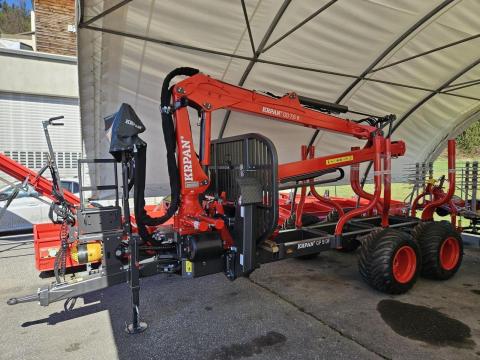 Új KRPAN GP 9 DF erdészeti kiközelítő / rönkszállító pótkocsi 7,6 m daruval