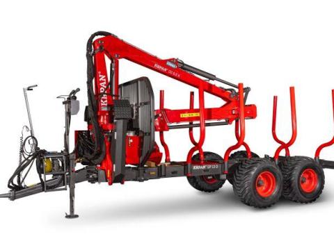 Új KRPAN GP 13 D erdészeti kiközelítő / rönkszállító pótkocsi 8.6 m daruval