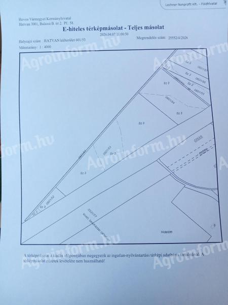Szántóföld eladó Hatvan külterületén, 5,02 ha, jó minőségű