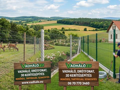 Kerítésépítés országosan vadháló, drótfonat, 3D kerítés