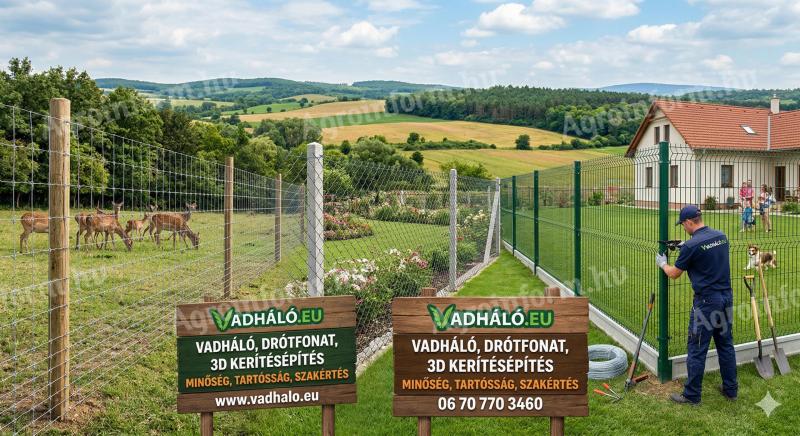Kerítésépítés országosan vadháló, drótfonat, 3D kerítés