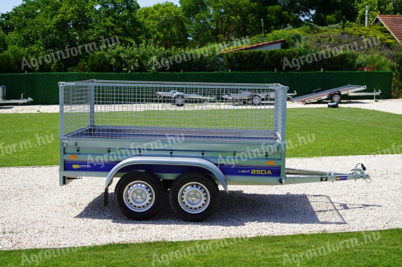 Új 2 tengelyes SEBAL utánfutó (250x135cm) rácsos magasítóval akciósan bruttó 758.000 Ft