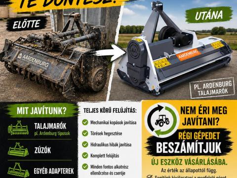 Talajmarók, zúzók és egyéb adapterek javítása, felújítása – beszámítás lehetőséggel