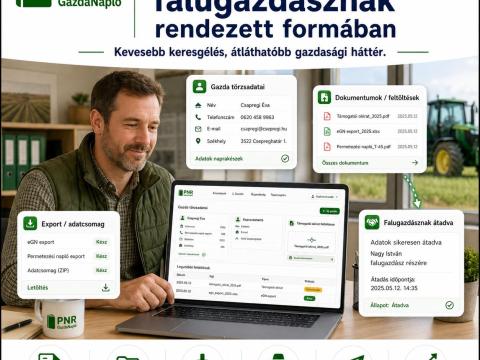 PNR GazdaNapló – digitális gazdasági napló gazdálkodóknak EK-ból