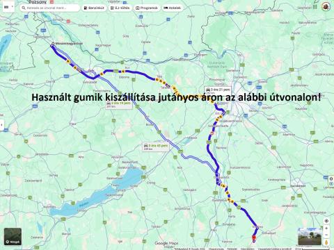 Használt és új gumi kiszállítás Kecel–Mosonmagyaróvár között