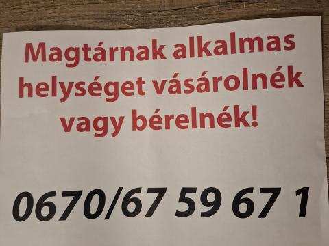 Cegléden magtárnak alkalmas helyiséget vásárolnék