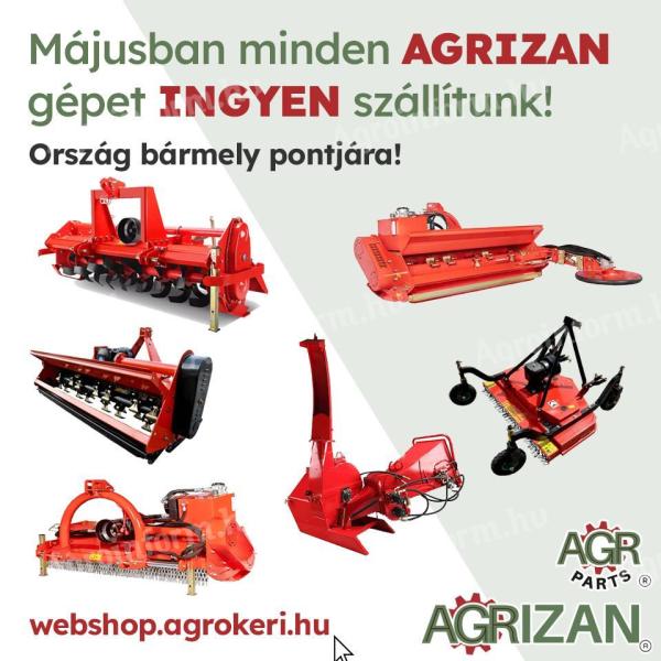 Agrizan munkagépek ingyenes szállítással! Szárzúzók, talajmarók, fűkaszák az Agrokeritől